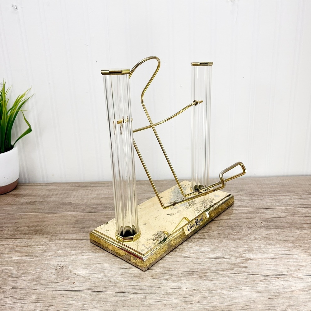 Crown Royal Display Stand Cradle Holder Tilt Pourer - Brass, Plastic, Acrylic